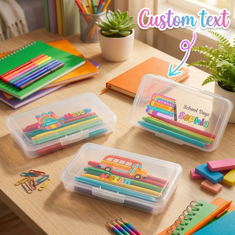 Personalized Name Box - Estuche para lápices personalizado, caja de