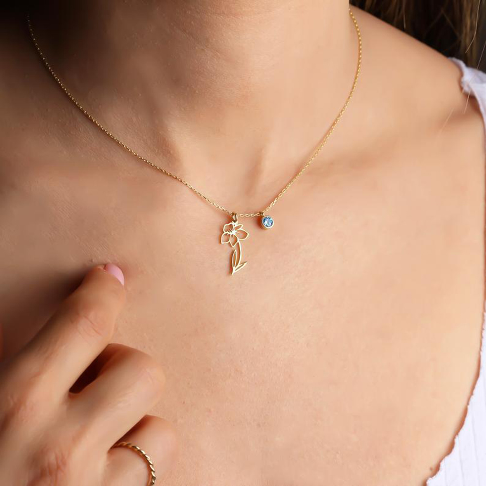 Collar con Colgante de Acero I - Birth Flower Necklace reseña y precio